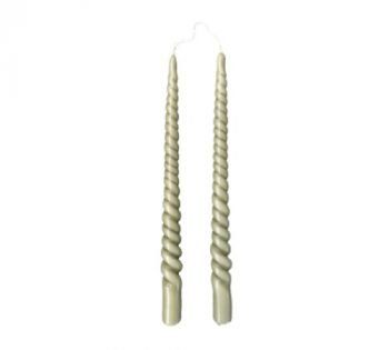 Kaarsen 'Swirl', gedraaide kaarsen, moderne kaarsen, gedraaide swirl kaarsen olijf groen, FGA300054-Jungle, trenchic