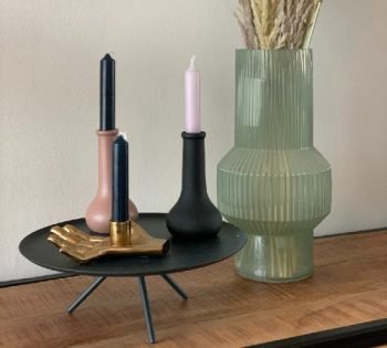 Kaarsenhouder 'Noortje', trendy kaarsenhouder, moderne kandelaar zwart, strakke kaarsenhouder, junglemush, XOB0020-Jungle-2