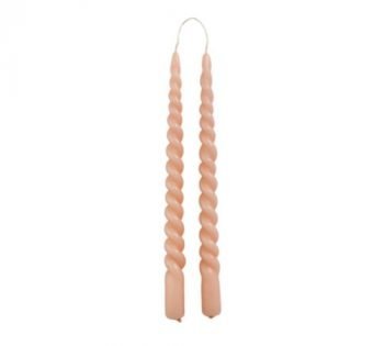 Kaarsen 'Swirl', roze swirl kaarsen, gedraaide kaarsen, trendy kaarsen, moderne kaarsen, dinerkaarsen blossom, trenchic, junglemush, FGA300112-Jungle