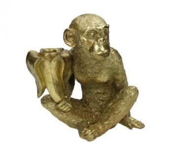 Kaarsenhouder 'Banana', trendy kaarsenhouder goud, kandelaar monkey, dieren kandelaar, trenchic, junglemush, XET-5928-Jungle, 2