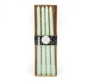 Kaarsen 'Swirl', gedraaide kaarsen, moderne kaarsen, gedraaide swirl kaarsen groen, mint groen, trenchic, junglemush, 201928-Jungle