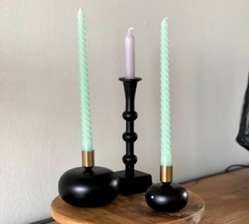 Kaarsen 'Swirl', gedraaide kaarsen, moderne kaarsen, gedraaide swirl kaarsen mint groen, house