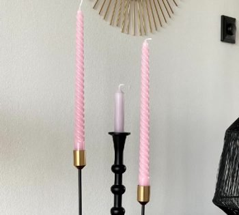 Kaarsen 'Swirl', gedraaide kaarsen, moderne kaarsen, gedraaide swirl kaarsen roze, house