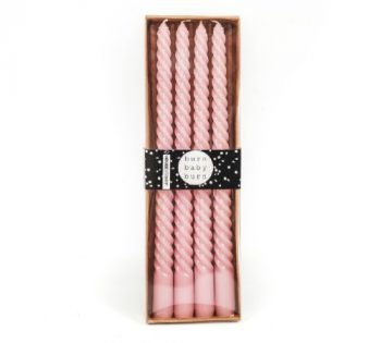 Kaarsen 'Swirl', gedraaide kaarsen, moderne kaarsen, gedraaide swirl kaarsen roze, trenchic, junglemush, 201929-Jungle