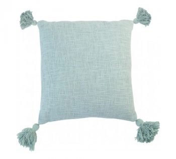 Kussen 'Kwastje', trendy kussens, moderne kussens, sierkussens, boho kussens, kussens print blauw, trenchic, junglemush, LJ-SC-CD-Jungle