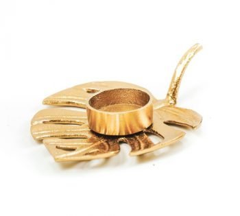 Kaarsenhouder 'Leave', trendy kaarsenhouder, kandelaar goud in de vorm van een blad, junglemush, 8718403537420-Jungle